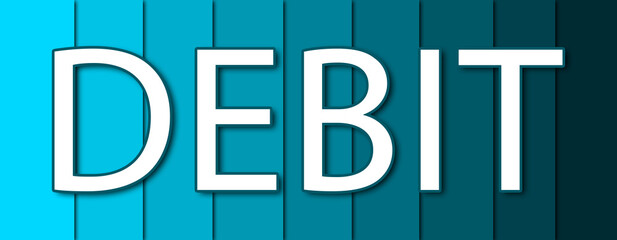 Debit - text written on blue striped background