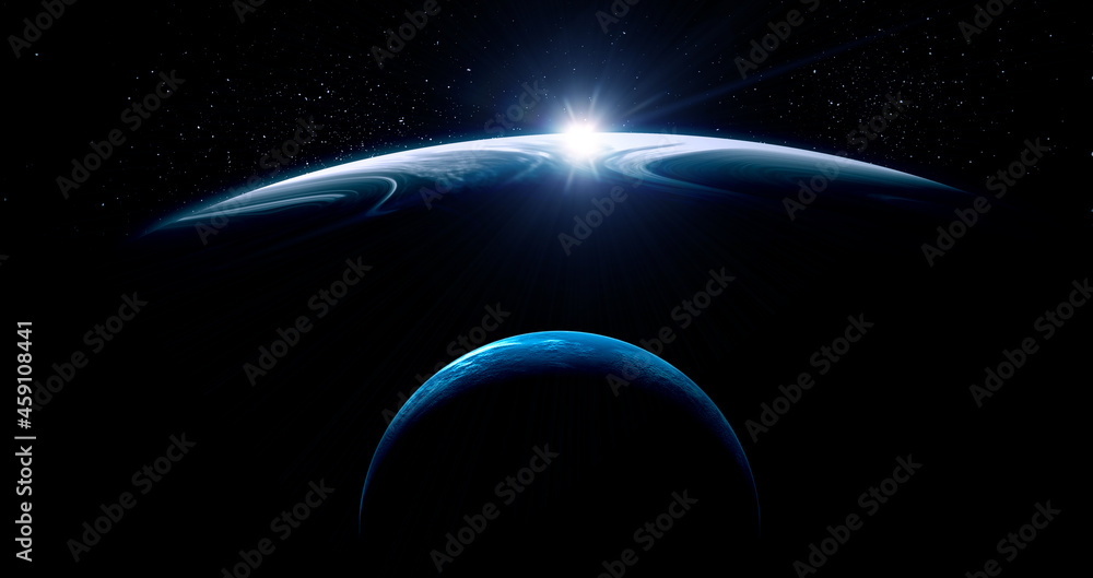 Wall mural image of planet in outer space.