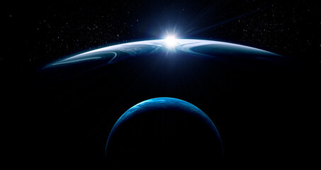 Image of planet in outer space. - obrazy, fototapety, plakaty
