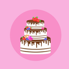 cake with berries and cookies