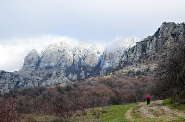 Fototapeta na wymiar Morning view of the Crimean mountains