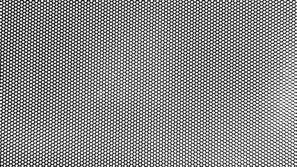 Background and texturd black color of steel grating. Circular holes aligned with high frequency. Isolated white background.