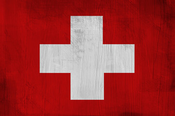Patriotic wooden background in color of Switzerland flag