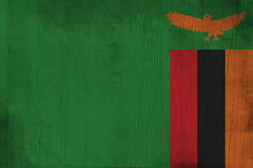 Patriotic wooden background in color of Zambia flag