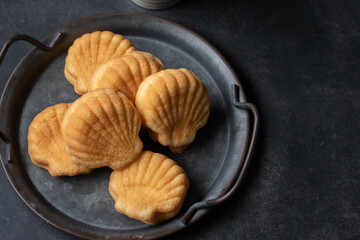 Japanese cotton egg cake Selective focus, copy space.