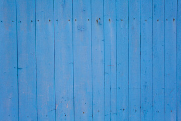blue wood texture background, top view wooden plank panel, peeling paint on wood