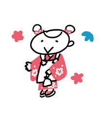 着物を着ている小さい女の子