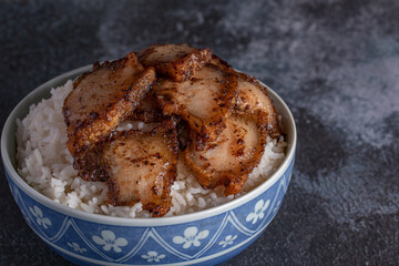 Fried Pork Belly with Black Pepper and Steamed Rice