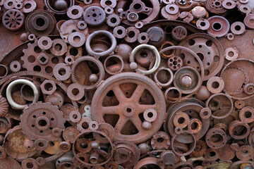 Background of  rusty old cogs 