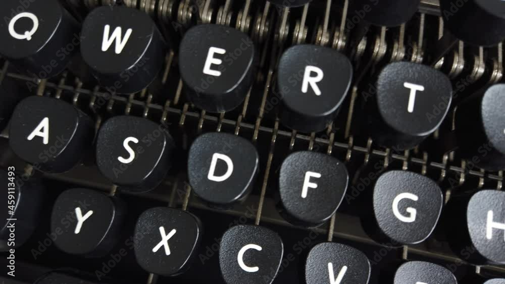 Poster mechanism of a retro typewriter. old typewriter hammers. close up.