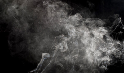 White fog or smoke collection on black background