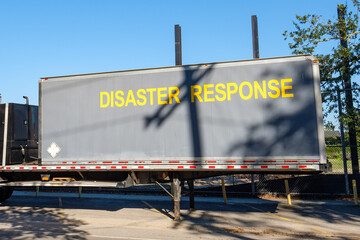 Tractor Trailer Marked Disaster Response in New Orleans Following Hurricane Ida