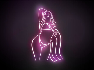 girl neon vector pink bikini