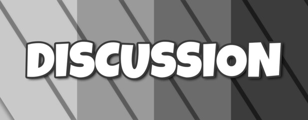 Discussion - text written on striped grey background