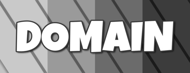 Domain - text written on striped grey background