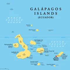 Foto op Canvas Galapagos Islands, Ecuador, political map, with capital Puerto Baquerizo Moreno. Archipelago of volcanic islands on either side of equator in Pacific Ocean known for a large number of endemic species. © Peter Hermes Furian