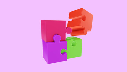 3D jigsaw puzzle pieces. Problem-solving, business concept. 3d illustration
