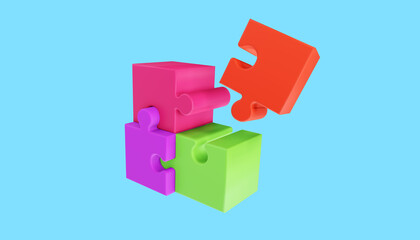 3D jigsaw puzzle pieces. Problem-solving, business concept. 3d illustration