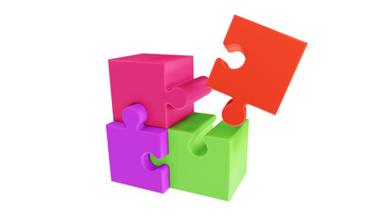 3D jigsaw puzzle pieces. Problem-solving, business concept. 3d illustration