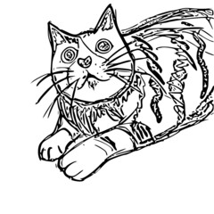 可愛い子猫のモノクロイラスト