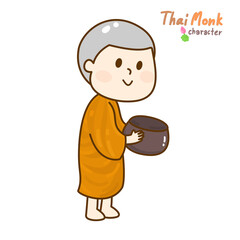Cartoon thai monk character.