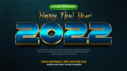 happy new year 2022 futuristic modern 3d Editable text effect