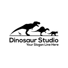 Naklejka premium dinosaur studio logo, Dino logo icon designs, Vector dinosaur logo concept
