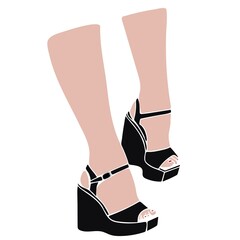 Vector illustration of women's sandals on platforms