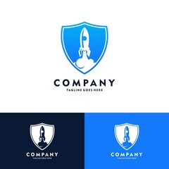 rocket launch icon or sign logo protect vector icon illustration design