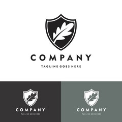 Oak leaf protection vector logo icon illustration design