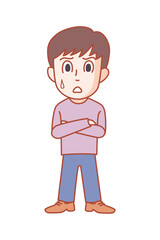 Illustration of a young man with three heads to give an opinion