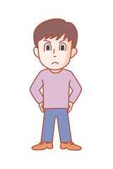 Illustration of an angry three-headed young man
