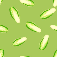 Seamless pattern Chicory cabbage on light background. Simple ornament with lettuce.