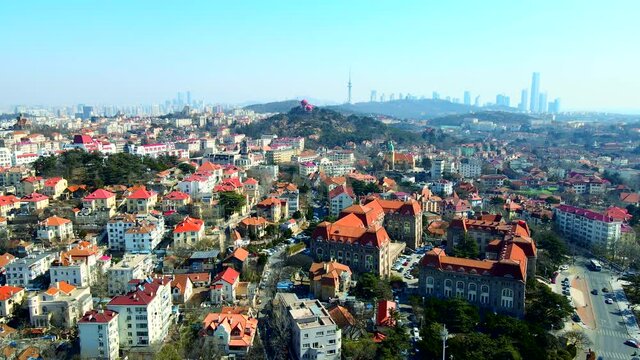 Aerial photography of Qingdao Bay scenery