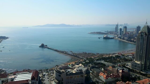 Aerial photography of Qingdao Bay scenery