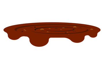 Puddle of mud isolated. Dirty splash on white background, vector illustration