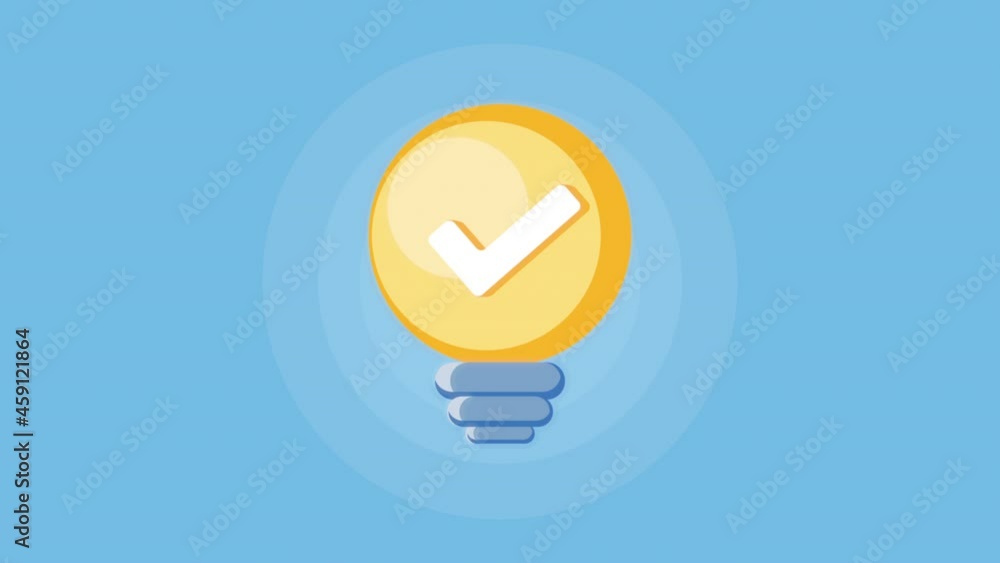 Poster bulb with check symbol
