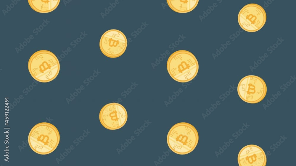 Poster electronic commerce animation with bitcoins pattern