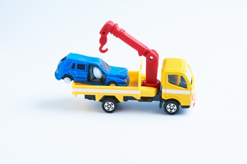 Fototapeta na wymiar crane truck and car