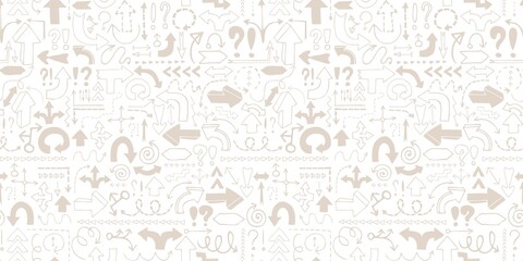 Arrow seamless pattern, nautral tileable background with hand drawn symbols
