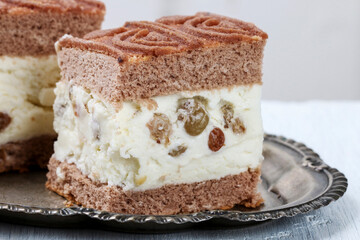 Traditional christmas cheesecake with chocolate topping.