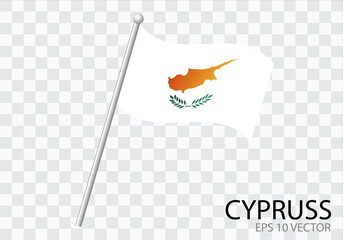Flag of CYPRUSS with flag pole waving in wind.Vector illustration