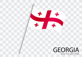 Flag of GEORGIA with flag pole waving in wind.Vector illustration