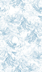 Vintage on white background. Seamless wallpaper or fabric pattern. Graphic design. Roses classic graphic pattern. Fabric print. 
Graphic roses pattern. 