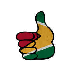 World countries. Hand sign LIKE. Guyana