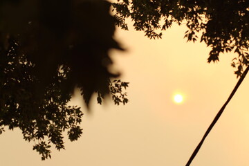 Ciel d'une matinée d'incendie
