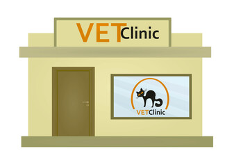 Vet clinic, animal hospital building. vector