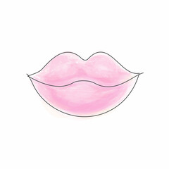 Woman Lips in Continuous Line Art Style with Editable Stroke Isolated on White Background. Vector Illustration for Your Design.