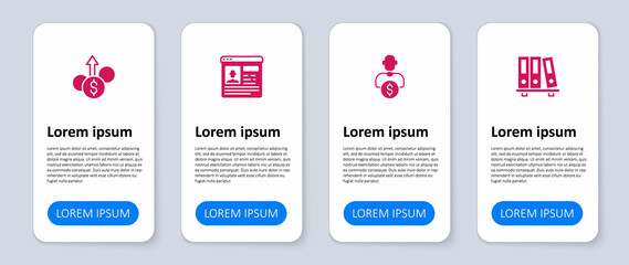 Set Office folders, Business investor, Resume and Financial growth dollar. Business infographic template. Vector