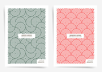 Simple modern japanese poster templates. Retro wavy lines abstract template for poster, banner, brochure, cover. Simple business curvy pattern design background. Digital presentation cover layouts.
